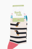 Winding Sausage Dog Bamboo Socks in Cream Size 3-7 UK