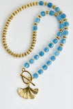 Arran Bay Blue Faceted Turquoise Howlite Ginko Necklace