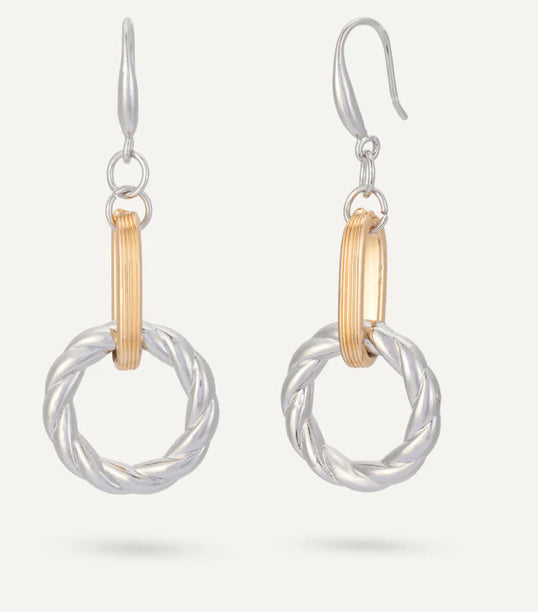 Alesha Contemporary Chain-Link Hook Earrings In Silver & Gold Tone