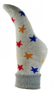 Grey Cuff Socks With Multicoloured Stars (4-7)