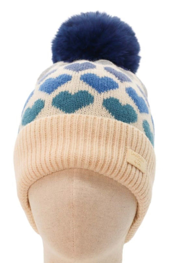 Hat Pompom Hearts, Blue