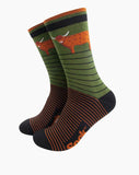 Highland Cow Striped Bamboo Socks in Green Sizes 7-11 UK