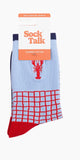 Embroidered Lobster Combed Cotton Socks in Blue/Red
