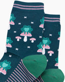 Frog & Toadstool Women's Bamboo Socks in Forest Green, Sizes 3-7 UK