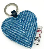 Harris Tweed Heart Keyring in Sky Blue