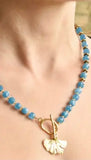 Arran Bay Blue Faceted Turquoise Howlite Ginko Necklace