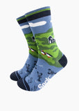 Puffins & Lobsters Bamboo Socks in Green, Size 7-11 UK