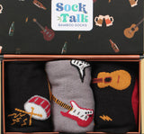 Men's Bamboo Socks Music Dress Socks Guitar Drummer Novelty Socks Gift Set Box
