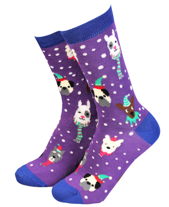 Dogs With Christmas Hats – Women’s Bamboo Socks Size 4-7