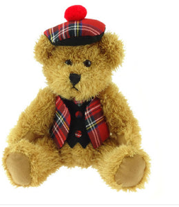 25cm Boy Bear dressed in Royal Stewart Tartan