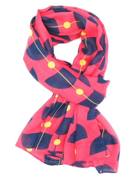 Retro Shapes Scarf, Hot Pink
