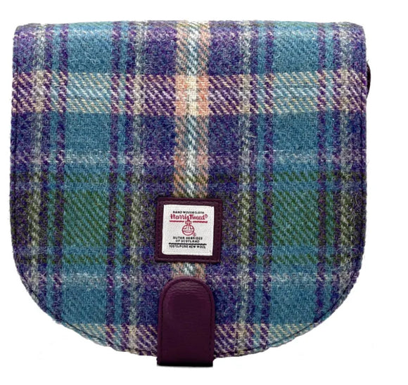 Small Cross Body Bag, Green & Purple Plaid