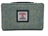 Harris Tweed Medium Zip Purse - Turquoise Herringbone