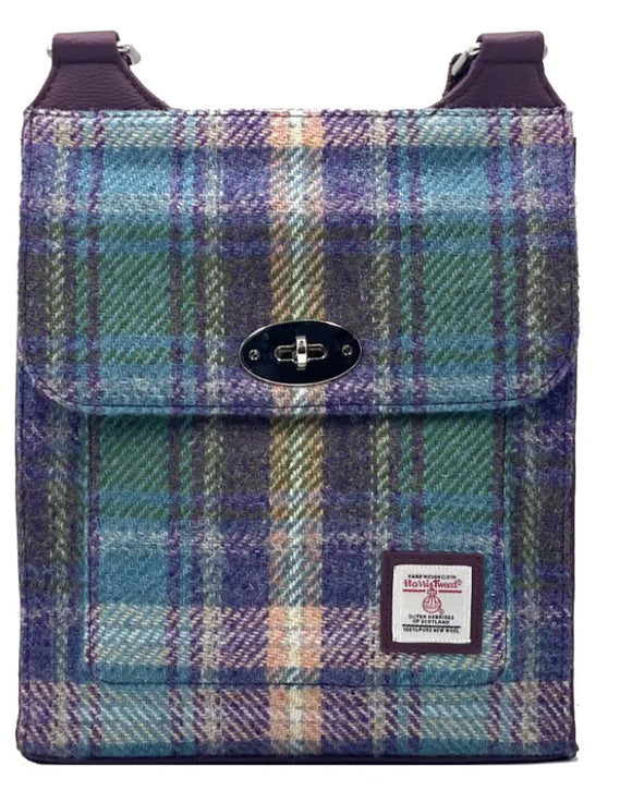 Satchel Bag - Green, Purple Plaid