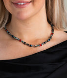 Arran Bay Metallic Blue and Red Glass Necklace