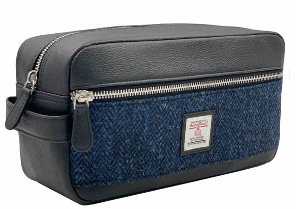 Harris Tweed Wash Bag - Blue