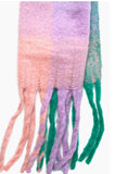 Green Lilac Large Colourblock Square Print Heavyweight Scarf