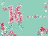 Happy Sweet Sixteen - Flowers And Butterflies