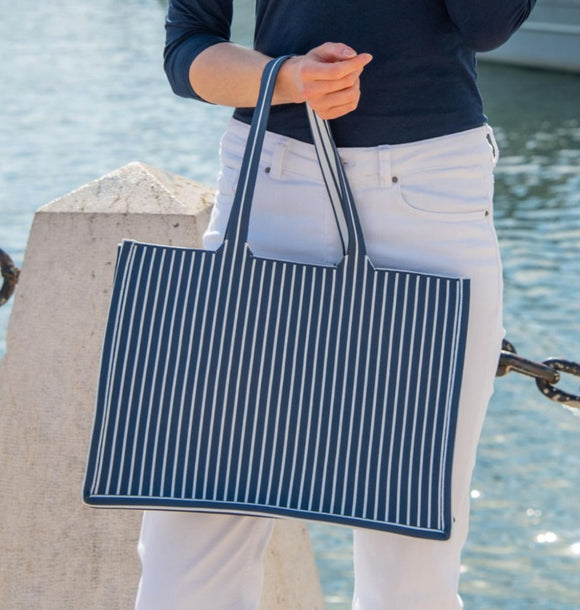 Tote Bag - Navy Stripe weave