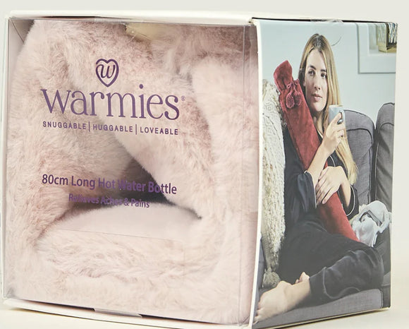 Warmies Rolled Long Hot Water Bottle Blush Pink Fur