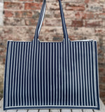Tote Bag - Navy Stripe weave