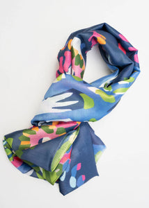 Floral Print Scarf - Peacock (Boxed)