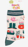 Women's Bamboo Socks - Cream/Green, Gardening Size 3-7 UK