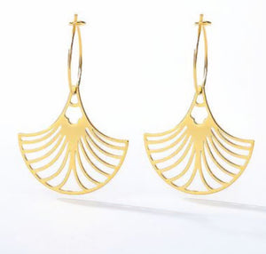 Fan Shaped Earrings, Gold