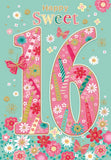 Happy Sweet Sixteen - Flowers And Butterflies