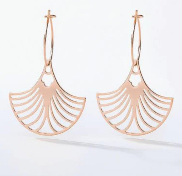 Fan Shaped Earrings, Rose Gold