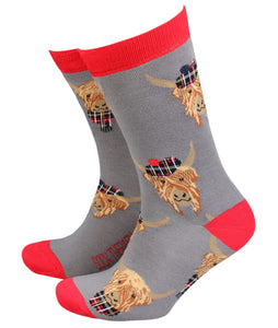 Tartan Highland Cow – Men’s Bamboo Hairy Coo Socks