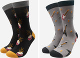 Men's Bamboo Socks Music Dress Socks Guitar Drummer Novelty Socks Gift Set Box