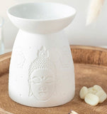 White Ceramic Buddha Face Oil Burner and Wax Warmer