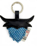 Harris Tweed Highland Coo Keyring in Sky Blue