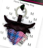 Harris Tweed Highland Coo Keyring in Pastel Pink