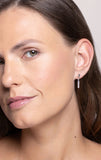 Gold Blue Lace Agate Drop Bar Earrings