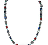 Arran Bay Metallic Blue and Red Glass Necklace