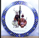 Welcome To Scotland 23cm Wooden Clock