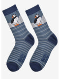Men's Bamboo Socks - Teal, Puffin Stripe Size 7-11 UK