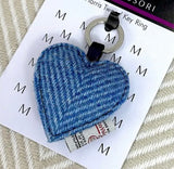 Harris Tweed Heart Keyring in Sky Blue