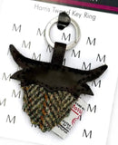 Harris Tweed Highland Coo Keyring in Country Green