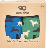 Eco-Chic Eco Friendly Men's Bamboo Boxers Labradors, Size Large