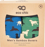 Eco-Chic Eco Friendly Men's Bamboo Boxers Labradors, Size Medium