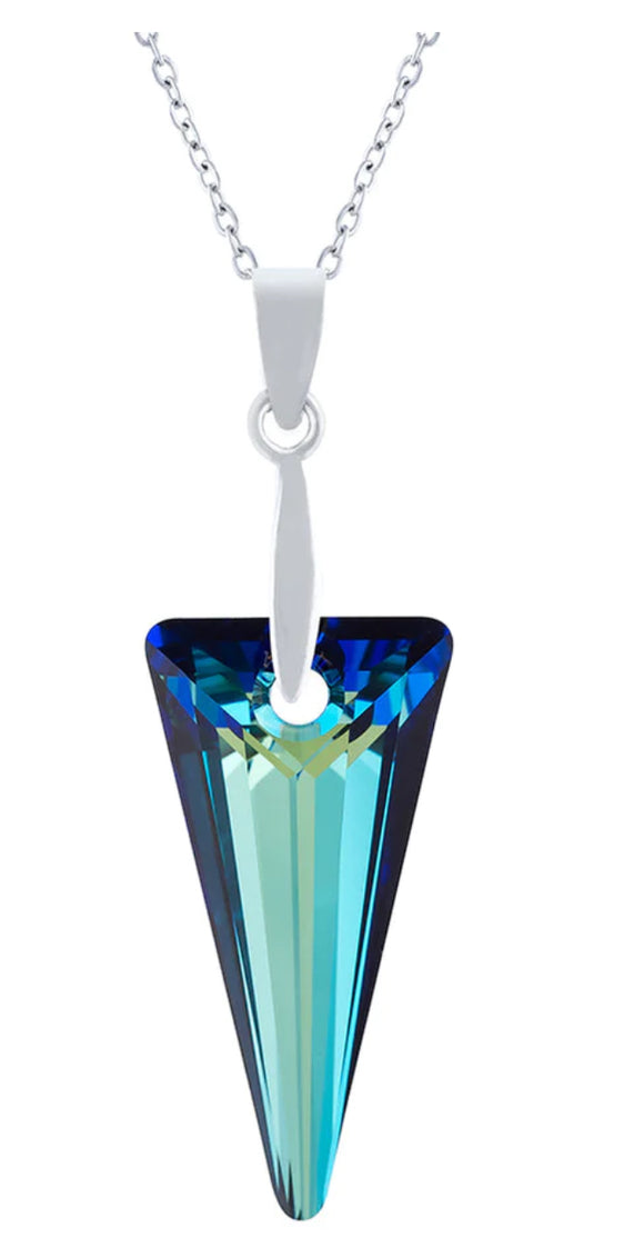 Austrian Crystal Spike Necklace, Bermuda Blue