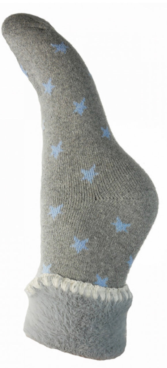 Grey And Blue Star Cuff Socks (4-7)