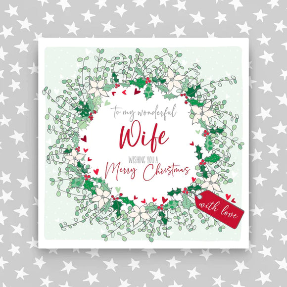 Wife - Wreath Christmas Card