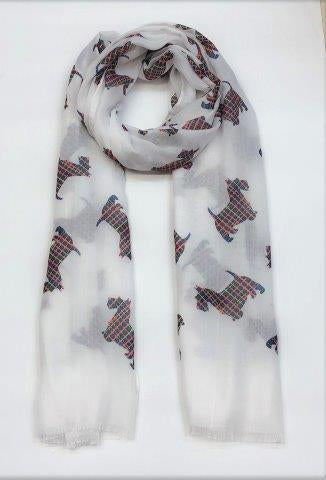 Scottie Dog Scarf White