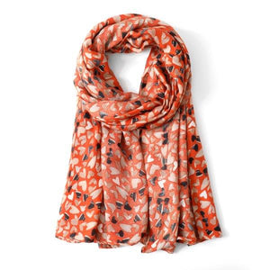 Eco Heart Print Scarf, Orange