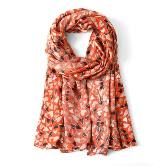 Eco Heart Print Scarf, Orange