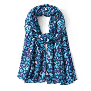 Eco Heart Print Scarf, Blue